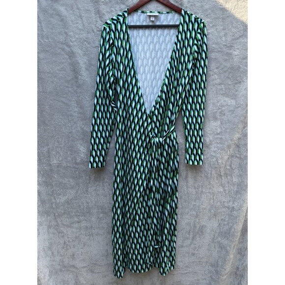 Diane Von Furstenberg x Target XL Green Wrap Dress Knit Midi Long Sleeve - Picture 2 of 11